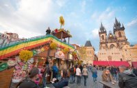 Decoration of Easter market, Old Town Square, Prague