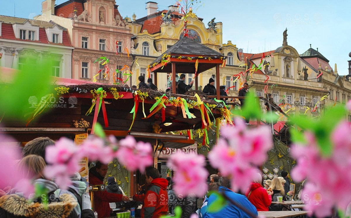 Decoration of Easter market, Old Town Square, Prague